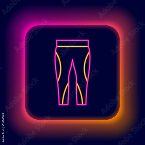 Glowing neon line Leggings icon isolated on black background. Colorful outline concept. Vector