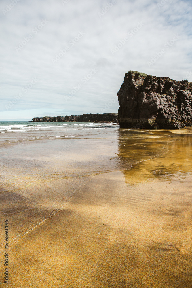 The Atlantic Ocean off the coast of Iceland. Beautiful beach in Iceland.