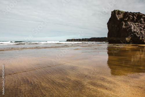 The Atlantic Ocean off the coast of Iceland. Beautiful beach in Iceland.