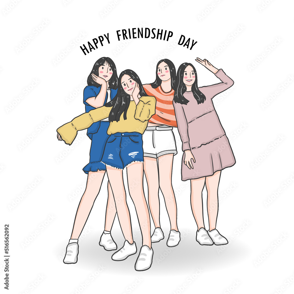 Happy and cheerful of young woman in friendship day, friend and friend group Happy and cheerful of young woman in friendship day, friend and friend group