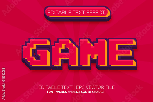 pixel text effect, editable retro game text style 