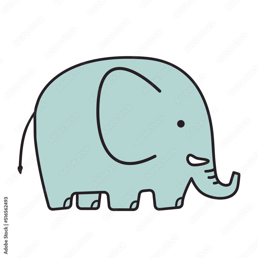 cute big elephant doodle cartoon