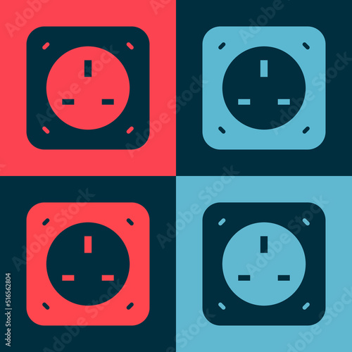 Pop art Electrical outlet icon isolated on color background. Power socket. Rosette symbol. Vector