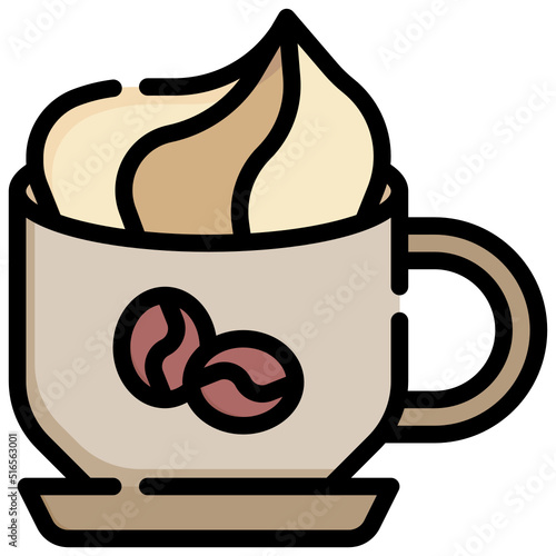 CAPUCCINO filled outline icon,linear,outline,graphic,illustration