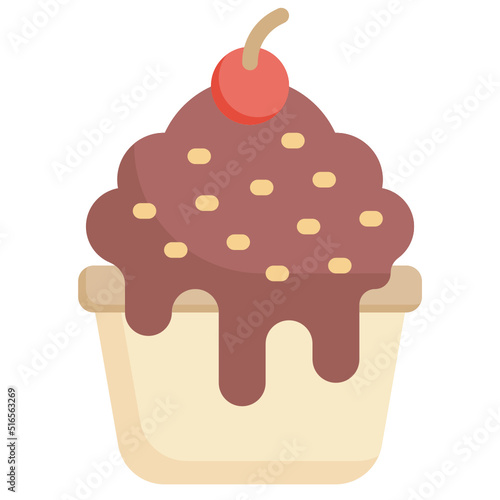 CUPCAKE flat icon,linear,outline,graphic,illustration