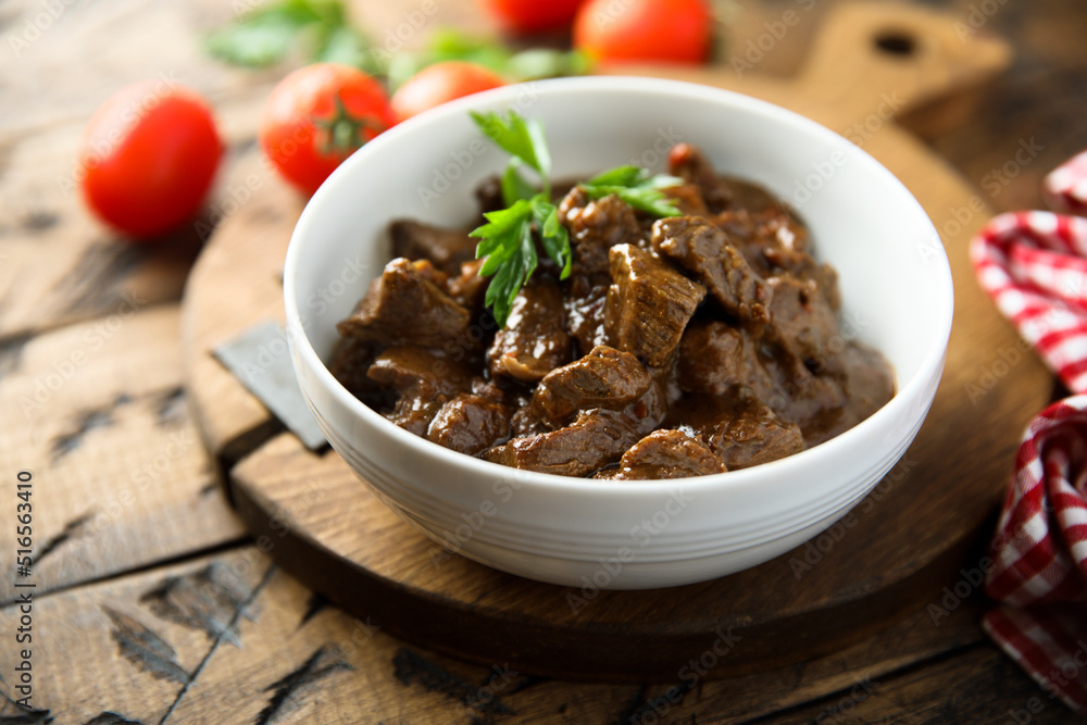 Homemade beef goulash or ragout with vegetables Homemade beef goulash or ragout with vegetables