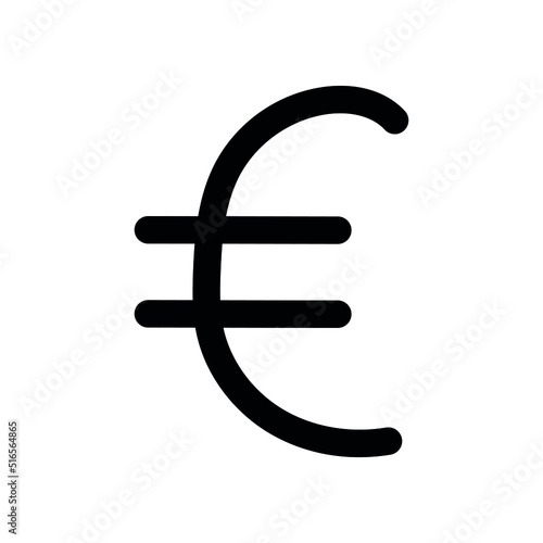 Vector hand drawn doodle sketch euro sign isolated on white background
