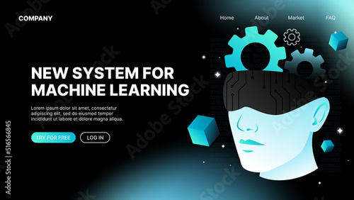 System for Machine Learning Landing Web Page Design. Vector illustration