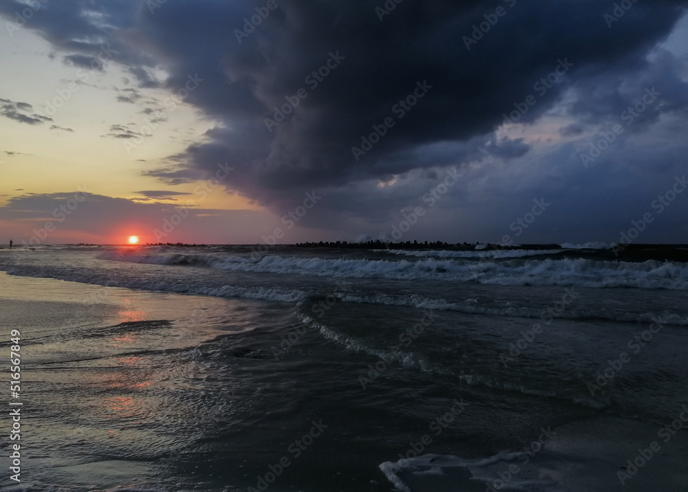 Fototapeta premium Sunset on the beach at Alexandria, Egypt
