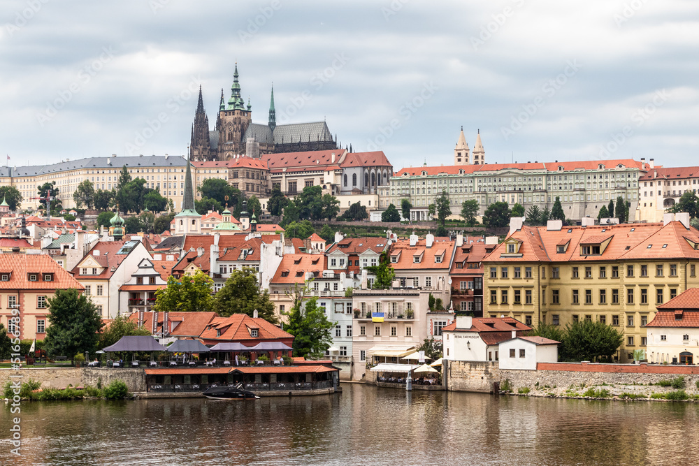 the city of Prague seen from the Charles Bridge