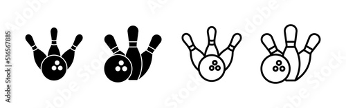Canvastavla Bowling icon vector. bowling ball and pin sign and symbol.