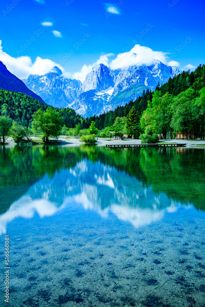 Fototapeta premium Kranjska Gora Slovenia reflection on the lake