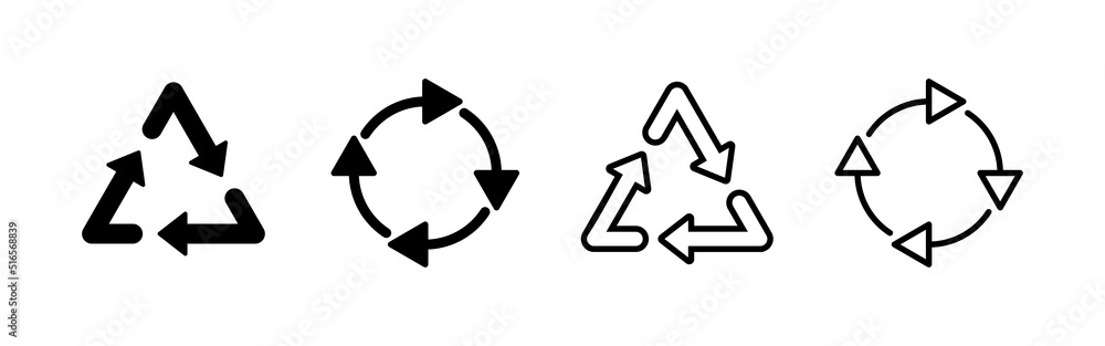 Recycle icon vector. Recycling sign and symbol. Recycle icon vector. Recycling sign and symbol.