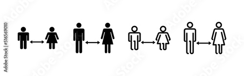 Social distancing vector. social distance sign and symbol. self quarantine sign