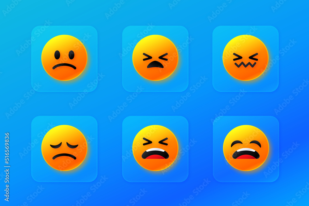 Fototapeta premium a set of gradient sad emoticon icons