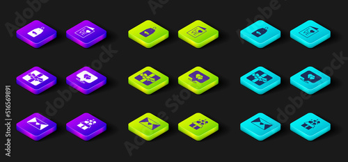 Set Envelope with Valentine heart, Gift box hearts, Location, Valentines day party flyer and Please do not disturb icon. Vector