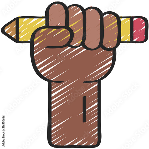 Holding Up Pencil Icon