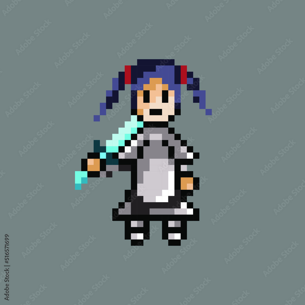Obraz premium pixel art girl character with armor 