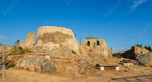 The ruins of the Castle of Himara on the top of the hill nor far from Vlore, Albania