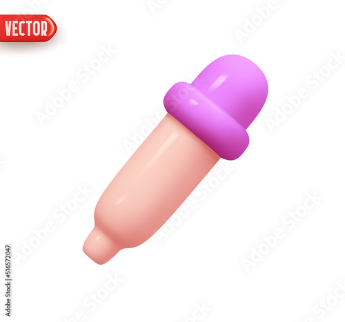 Pipette tool. Realistic 3d design element In plastic cartoon style. Icon isolated on white background. Vector illustration