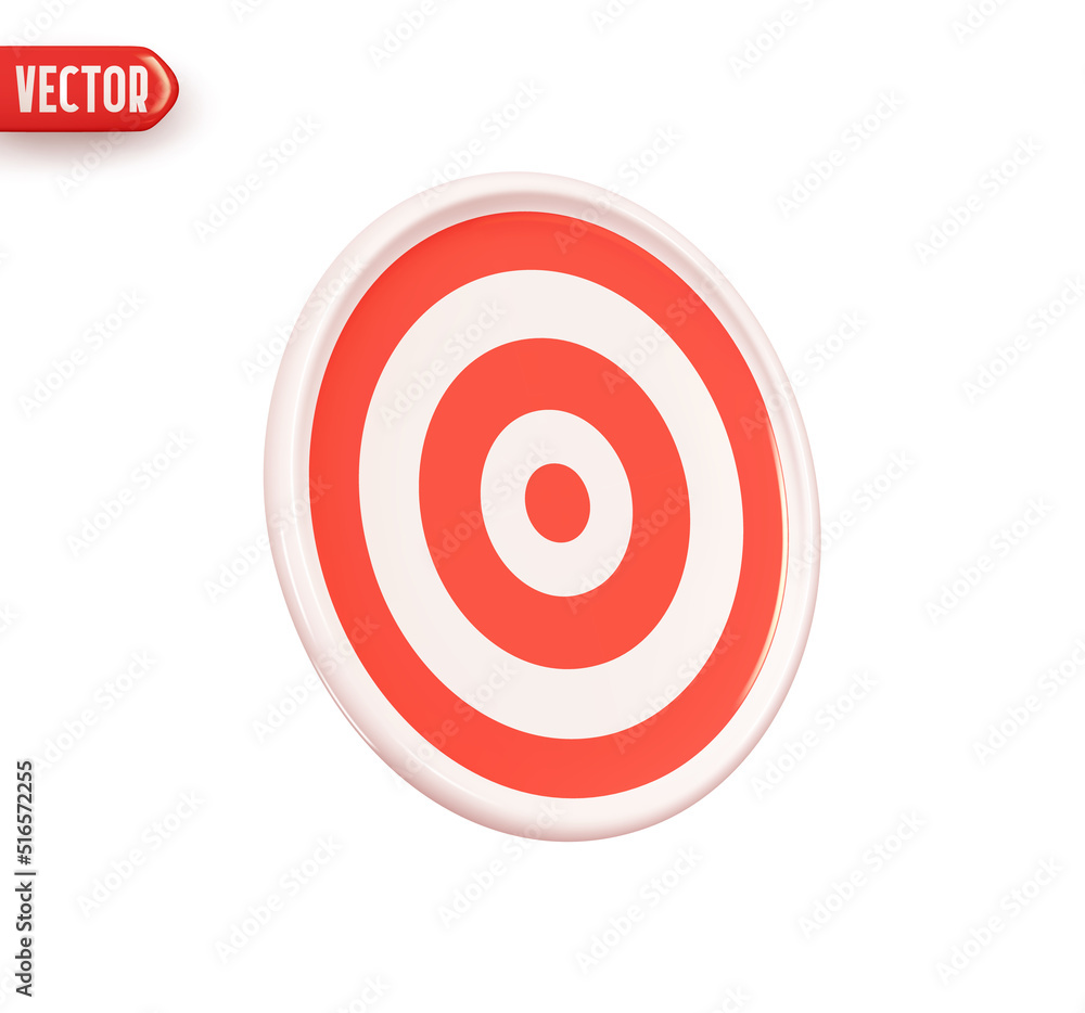 Dart target. Realistic 3d design element In plastic cartoon style. Icon isolated on white background. Vector illustration Dart target. Realistic 3d design element In plastic cartoon style. Icon isolated on white background. Vector illustration