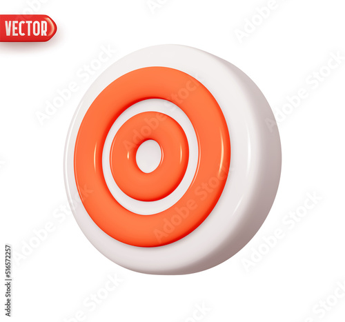 Dart target. Realistic 3d design element In plastic cartoon style. Icon isolated on white background. Vector illustration