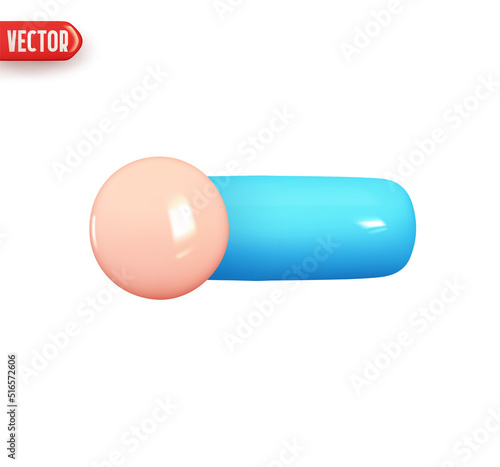 Scroll bar control button regulator on off. Realistic 3d design element In plastic cartoon style. Icon isolated on white background. Vector illustration