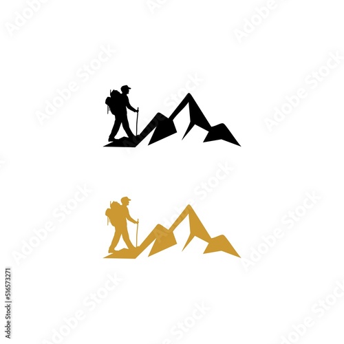 Creative Abstract People mountain adventure Concept Logo medical Design Template