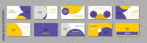 School admission presentation template design. Minimalis, modern and keynote vector illustration