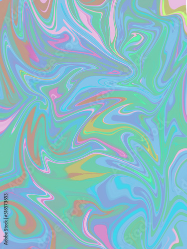 Colorful abstract background. Dynamic waves, swirl. Green,blue, pink and yellow.