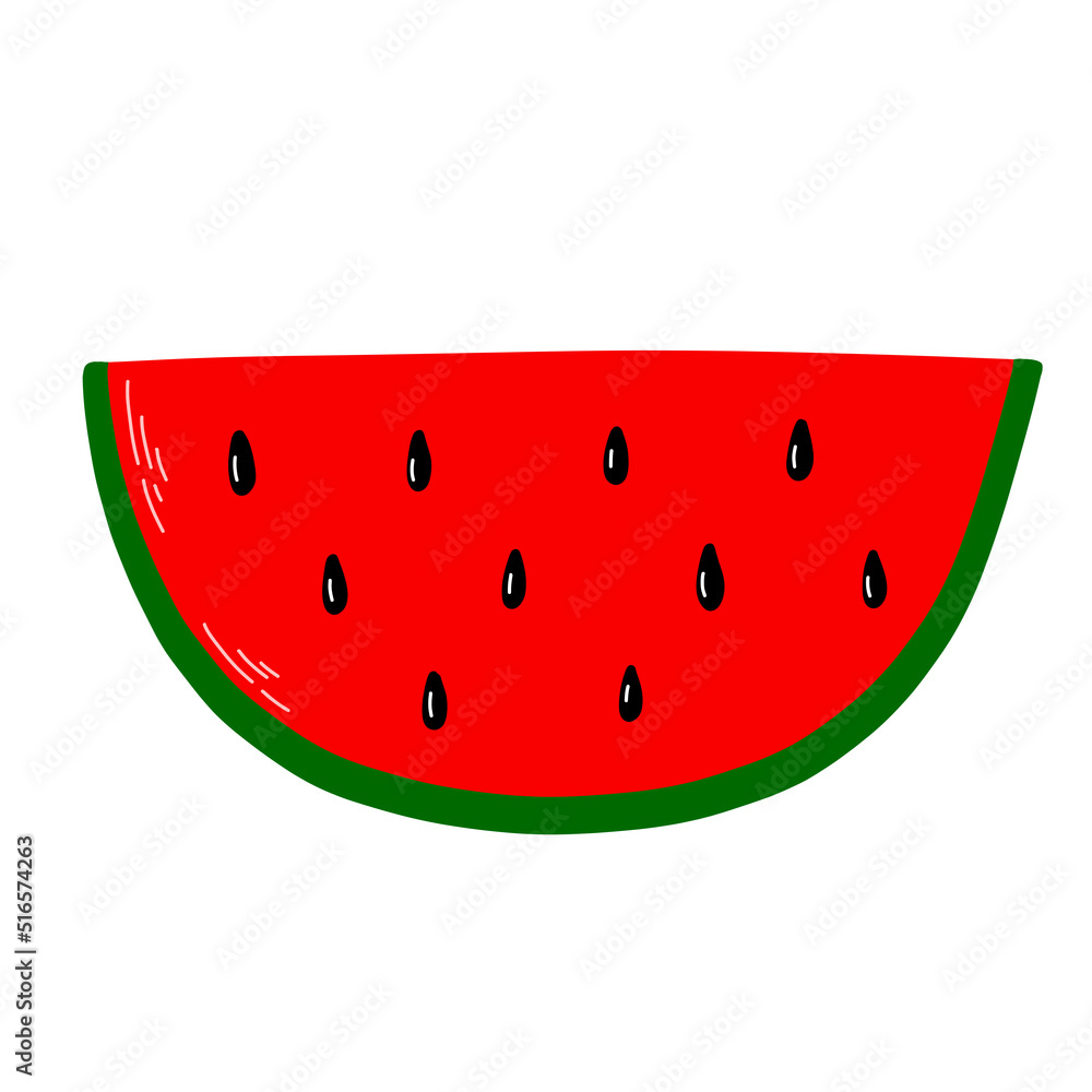 Piece of watermelon. Vector summer isolated illustration. Piece of watermelon. Vector summer isolated illustration.