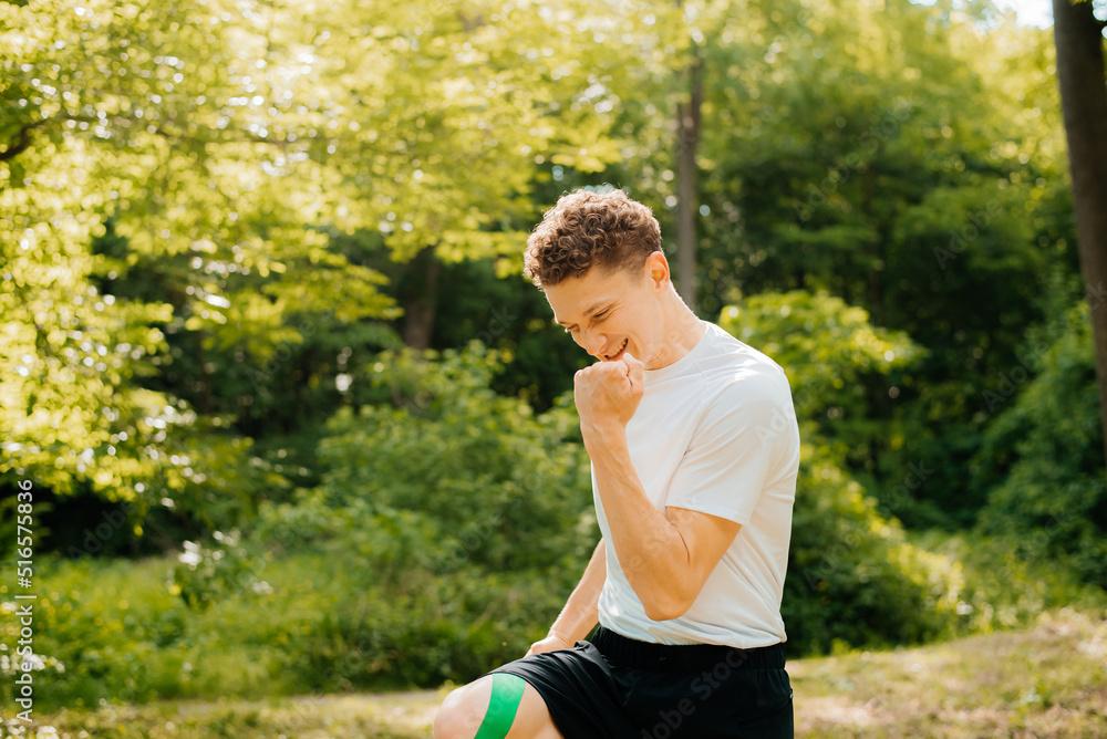 The athlete is satisfied with the results. The athlete is satisfied with the results.