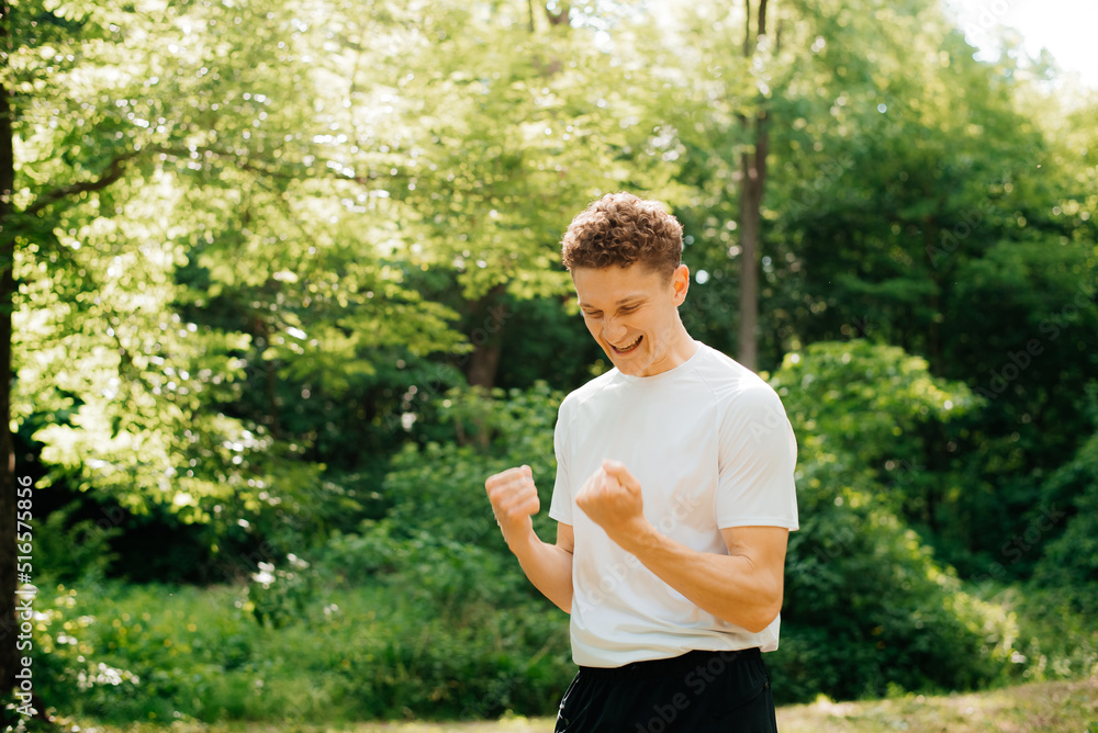 The athlete is satisfied with the results. The athlete is satisfied with the results.