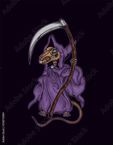 Rat grim reaper vector illustration detailed and easy to edit