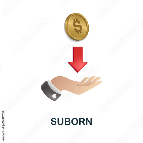 Suborn icon in 3d. Colored illustration from corruption collection. Creative Suborn icon for web design, templates, infographics and more