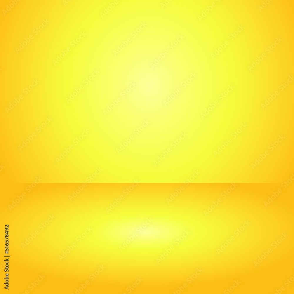 Yellow gradient background. Studio room concept, template mock up for display of content. Abstract glow backdrop wall display. Simple modern plain space for photo product. Vector EPS 10 Yellow gradient background. Studio room concept, template mock up for display of content. Abstract glow backdrop wall display. Simple modern plain space for photo product. Vector EPS 10