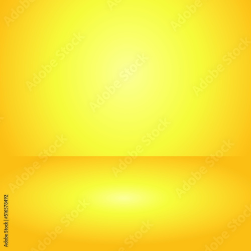 Yellow gradient background. Studio room concept, template mock up for display of content. Abstract glow backdrop wall display. Simple modern plain space for photo product. Vector EPS 10