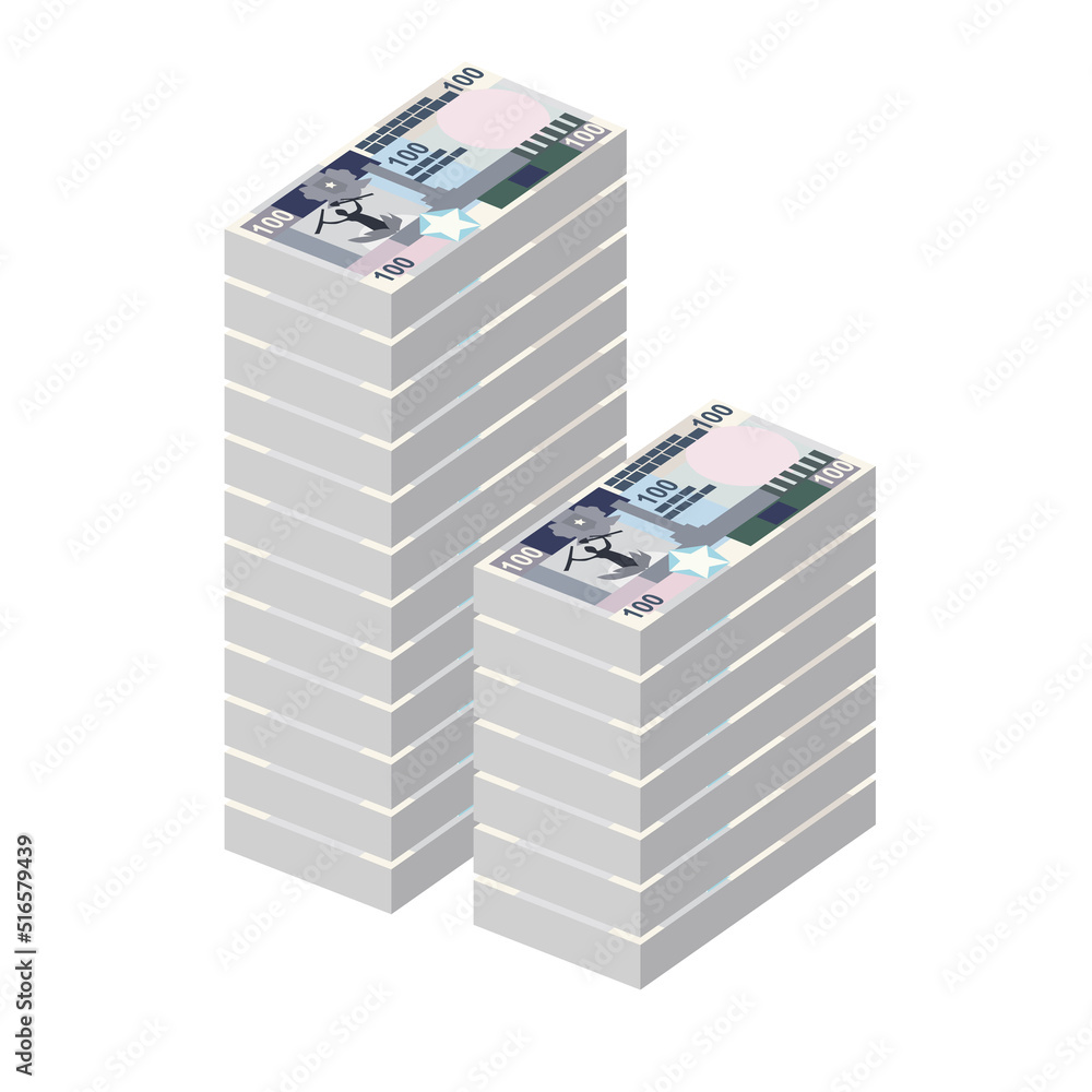 Somali Shilling Vector Illustration. Somalia money set bundle banknotes. Paper money 100 SOS. Flat style. Isolated on white background. Simple minimal design. Somali Shilling Vector Illustration. Somalia money set bundle banknotes. Paper money 100 SOS. Flat style. Isolated on white background. Simple minimal design.