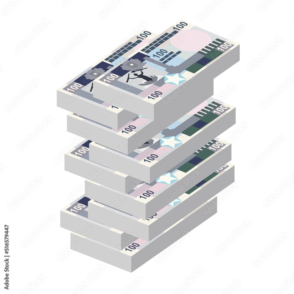 Somali Shilling Vector Illustration. Somalia money set bundle banknotes. Paper money 100 SOS. Flat style. Isolated on white background. Simple minimal design. Somali Shilling Vector Illustration. Somalia money set bundle banknotes. Paper money 100 SOS. Flat style. Isolated on white background. Simple minimal design.