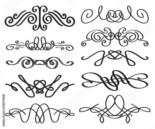 Set of decorative elements for the design. Isolated on a white background. Vector illustration.