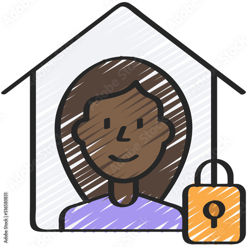 Woman In Self Isolation Icon