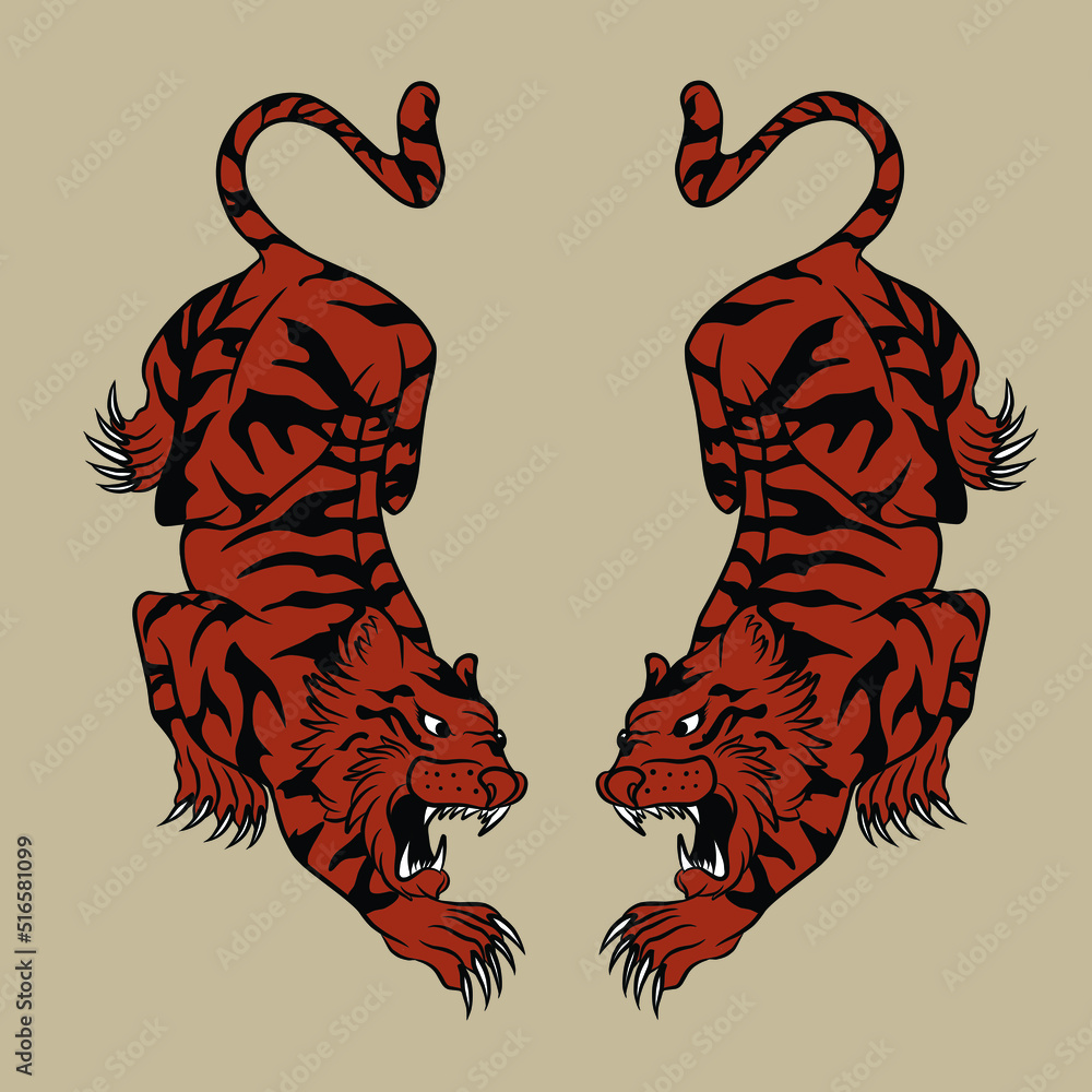 tiger twin vector illustration created for the needs of making stickers ...