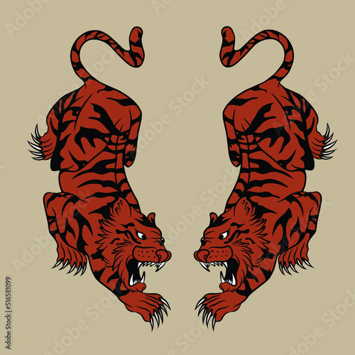 tiger twin vector illustration created for the needs of making stickers, branding, advertising and others
