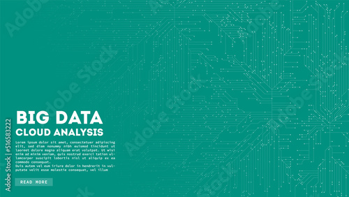 Big Data cloud computing. Blockchain visualiztion. Cirquit board abstract pattern