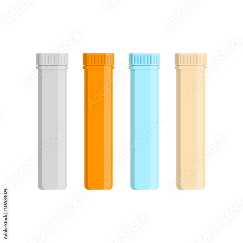 Medical bottle with label. Flat vector illustration.