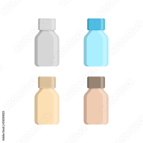 Medical bottle with label. Flat vector illustration.