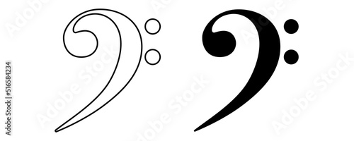 Bass clef. Music sign. Vector illustration.