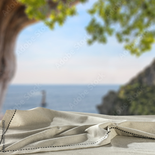 Tableclothe backgraound and summer landscape of sea 