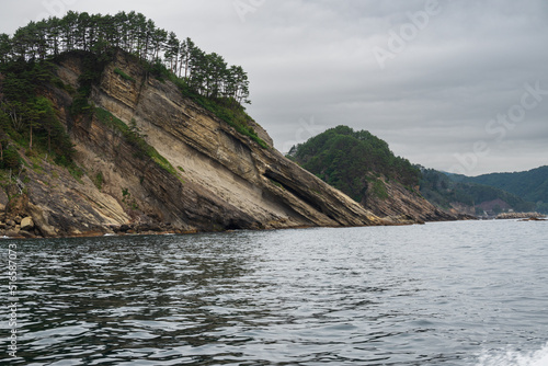1億年前白亜紀の地層が残る三陸海岸の断崖
