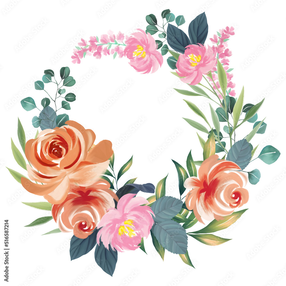 Set of floral wreaths, bouquets, borders and other flower foliage elements, perfect for wedding invitations Set of floral wreaths, bouquets, borders and other flower foliage elements, perfect for wedding invitations